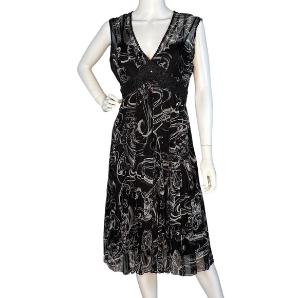 Vtg ECI Midi Dress Empire Waist Sleeveless Mesh Size 6 Y2k Whimsigoth Fairy - Picture 1 of 9